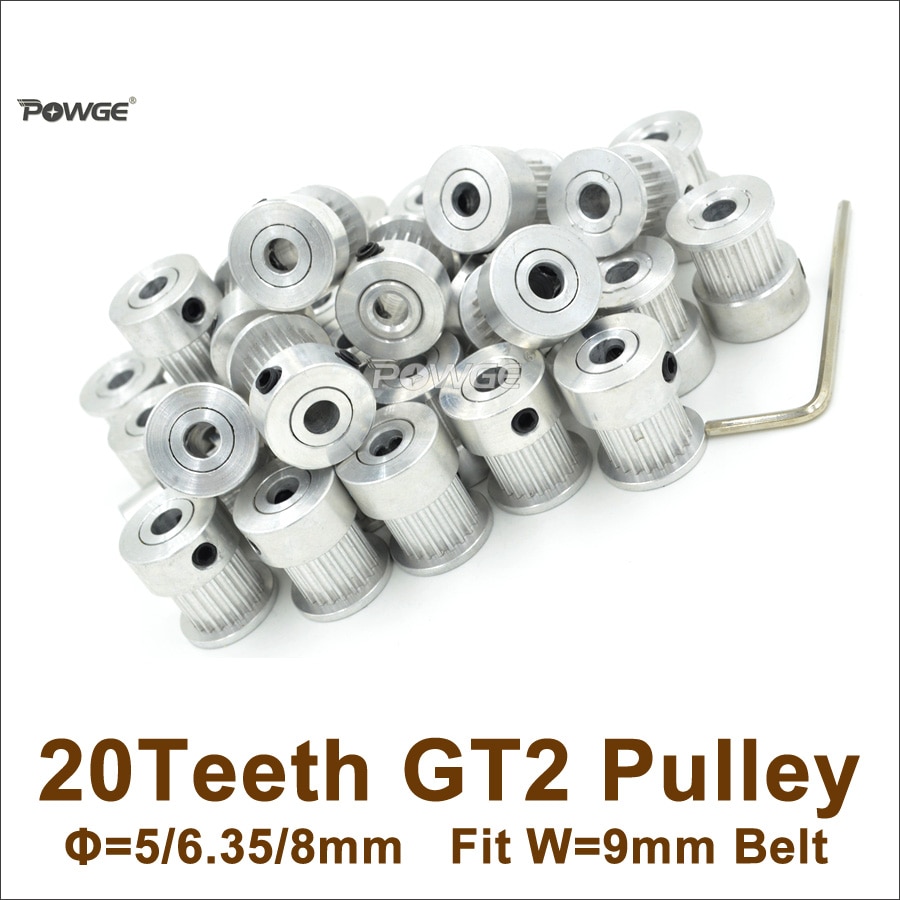 POWGE 50pcs 20 Teeth GT2 Ÿ̹ Ǯ  5/6/6.35/8mm   = 9mm 2GT  Ʈ 20 Teeth 20 T 2GT Timin Ʈ Ǯ